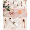 imageNervure 175PCS Ivory Plastic Plates  Ivory Gold Plastic Dinnerware Sets for 25 Guests  50 Ivory Disposable Plates 25 Pre Rolled Cutlery Set 25 Cups Perfect for Wedding Party ampamp ChristmasRose Gold
