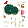 imageNervure 175PCS Ivory Plastic Plates  Ivory Gold Plastic Dinnerware Sets for 25 Guests  50 Ivory Disposable Plates 25 Pre Rolled Cutlery Set 25 Cups Perfect for Wedding Party ampamp ChristmasGreen
