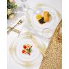 imageNervure 175PCS Ivory Plastic Plates  Ivory Gold Plastic Dinnerware Sets for 25 Guests  50 Ivory Disposable Plates 25 Pre Rolled Cutlery Set 25 Cups Perfect for Wedding Party ampamp ChristmasClear