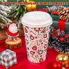 imageNervure 100 Pack Christmas Coffee Cups  16oz Christmas Disposable Paper Cups with White Lids  4 Designs To Go Xmas Cups for Hot Chocolate Hot Cocoa Xmas Holiday Dinner Party