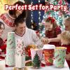 imageNervure 100 Pack Christmas Coffee Cups  16oz Christmas Disposable Paper Cups with White Lids  4 Designs To Go Xmas Cups for Hot Chocolate Hot Cocoa Xmas Holiday Dinner Party