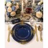 imageNervure 350Pcs Blue Plastic Plates  Blue Gold Plastic Dinnerware Sets for 50 Guests  100 Gold Disposable Plates 50 Pre Rolled Silverware 50 Cups Perfect for Wedding ampamp Party ampamp IndependenceBlue Gold