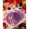 imageNervure 350Pcs Blue Plastic Plates  Blue Gold Plastic Dinnerware Sets for 50 Guests  100 Gold Disposable Plates 50 Pre Rolled Silverware 50 Cups Perfect for Wedding ampamp Party ampamp IndependencePurple