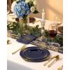 imageNervure 350Pcs Blue Plastic Plates  Blue Gold Plastic Dinnerware Sets for 50 Guests  100 Gold Disposable Plates 50 Pre Rolled Silverware 50 Cups Perfect for Wedding ampamp Party ampamp IndependenceBlue Gold