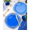 imageNervure 350Pcs Blue Plastic Plates  Blue Gold Plastic Dinnerware Sets for 50 Guests  100 Gold Disposable Plates 50 Pre Rolled Silverware 50 Cups Perfect for Wedding ampamp Party ampamp IndependenceBlue