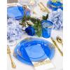 imageNervure 350Pcs Blue Plastic Plates  Blue Gold Plastic Dinnerware Sets for 50 Guests  100 Gold Disposable Plates 50 Pre Rolled Silverware 50 Cups Perfect for Wedding ampamp Party ampamp IndependenceBlue