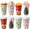 imageNervure 100 Pack Christmas Coffee Cups  16oz Christmas Disposable Paper Cups with White Lids  4 Designs To Go Xmas Cups for Hot Chocolate Hot Cocoa Xmas Holiday Dinner Party