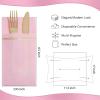 image:imageNervure 100PCS Black Paper Napkins with Builtin Flatware Pocket  Black and Gold Prefolded Cloth Like Disposable Napkins  Heavyduty LinenFeel Dinner Napkins for Party amp Halloween amp Fathers DayPink