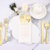 image:imageNervure 100PCS Black Paper Napkins with Builtin Flatware Pocket  Black and Gold Prefolded Cloth Like Disposable Napkins  Heavyduty LinenFeel Dinner Napkins for Party amp Halloween amp Fathers DayGold