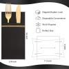 image:imageNervure 100PCS Black Paper Napkins with Builtin Flatware Pocket  Black and Gold Prefolded Cloth Like Disposable Napkins  Heavyduty LinenFeel Dinner Napkins for Party amp Halloween amp Fathers DayBlack