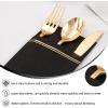 image:imageNervure 100PCS Black Paper Napkins with Builtin Flatware Pocket  Black and Gold Prefolded Cloth Like Disposable Napkins  Heavyduty LinenFeel Dinner Napkins for Party amp Halloween amp Fathers DayBlack