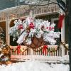 image:imageNervure 22in Artificial Snow Flocked Christmas Basket  Powered with Pine Cones and Berries for Outdoor Decor