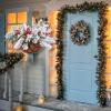 image:imageNervure 22in Artificial Snow Flocked Christmas Basket  Powered with Pine Cones and Berries for Outdoor Decor