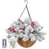 image:imageNervure 22in Artificial Snow Flocked Christmas Basket  Powered with Pine Cones and Berries for Outdoor Decor