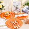 image:imageNervure 350PCS Purple Plastic Plates  Disposable Purple Gold Party Plates amp Pre Rolled Napkins with Cutlery for 50 Guests 100Plates 150 Silverware 50 Cups 50 Napkin for Wedding amp Party amp BridalOrange