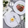 image:imageNervure 350PCS Purple Plastic Plates  Disposable Purple Gold Party Plates amp Pre Rolled Napkins with Cutlery for 50 Guests 100Plates 150 Silverware 50 Cups 50 Napkin for Wedding amp Party amp BridalWhite Silver
