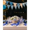 image:imageNervure 350PCS Purple Plastic Plates  Disposable Purple Gold Party Plates amp Pre Rolled Napkins with Cutlery for 50 Guests 100Plates 150 Silverware 50 Cups 50 Napkin for Wedding amp Party amp BridalTransparent Blue