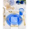 image:imageNervure 350PCS Purple Plastic Plates  Disposable Purple Gold Party Plates amp Pre Rolled Napkins with Cutlery for 50 Guests 100Plates 150 Silverware 50 Cups 50 Napkin for Wedding amp Party amp BridalTransparent Blue