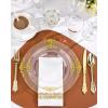 image:imageNervure 350PCS Purple Plastic Plates  Disposable Purple Gold Party Plates amp Pre Rolled Napkins with Cutlery for 50 Guests 100Plates 150 Silverware 50 Cups 50 Napkin for Wedding amp Party amp BridalClear
