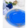 image:imageNervure 350PCS Purple Plastic Plates  Disposable Purple Gold Party Plates amp Pre Rolled Napkins with Cutlery for 50 Guests 100Plates 150 Silverware 50 Cups 50 Napkin for Wedding amp Party amp BridalTransparent Blue