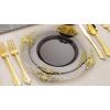 image:imageNervure 350PCS Purple Plastic Plates  Disposable Purple Gold Party Plates amp Pre Rolled Napkins with Cutlery for 50 Guests 100Plates 150 Silverware 50 Cups 50 Napkin for Wedding amp Party amp BridalBlack