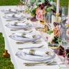 image:imageNervure 350PCS Purple Plastic Plates  Disposable Purple Gold Party Plates amp Pre Rolled Napkins with Cutlery for 50 Guests 100Plates 150 Silverware 50 Cups 50 Napkin for Wedding amp Party amp BridalGold