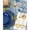 image:imageNervure 350PCS Purple Plastic Plates  Disposable Purple Gold Party Plates amp Pre Rolled Napkins with Cutlery for 50 Guests 100Plates 150 Silverware 50 Cups 50 Napkin for Wedding amp Party amp BridalNavy