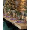 image:imageNervure 350PCS Purple Plastic Plates  Disposable Purple Gold Party Plates amp Pre Rolled Napkins with Cutlery for 50 Guests 100Plates 150 Silverware 50 Cups 50 Napkin for Wedding amp Party amp BridalClear Purple Gold