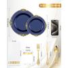 image:imageNervure 350PCS Purple Plastic Plates  Disposable Purple Gold Party Plates amp Pre Rolled Napkins with Cutlery for 50 Guests 100Plates 150 Silverware 50 Cups 50 Napkin for Wedding amp Party amp BridalNavy