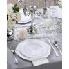 image:imageNervure 350PCS Purple Plastic Plates  Disposable Purple Gold Party Plates amp Pre Rolled Napkins with Cutlery for 50 Guests 100Plates 150 Silverware 50 Cups 50 Napkin for Wedding amp Party amp BridalWhite Silver