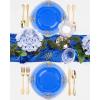 image:imageNervure 350PCS Purple Plastic Plates  Disposable Purple Gold Party Plates amp Pre Rolled Napkins with Cutlery for 50 Guests 100Plates 150 Silverware 50 Cups 50 Napkin for Wedding amp Party amp BridalClear Blue Gold