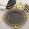 image:imageNervure 350PCS Purple Plastic Plates  Disposable Purple Gold Party Plates amp Pre Rolled Napkins with Cutlery for 50 Guests 100Plates 150 Silverware 50 Cups 50 Napkin for Wedding amp Party amp BridalBlack