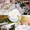 image:imageNervure 150PCS White Plastic Plates with Gold Flamingo PatternampGold Plastic Silverware25Dinner Plates25Dessert Plates25Cups25Forks25Knives25SpoonsPerfect for WeddingampChristmas