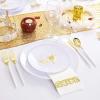 image:imageNervure 150PCS White Plastic Plates with Gold Flamingo PatternampGold Plastic Silverware25Dinner Plates25Dessert Plates25Cups25Forks25Knives25SpoonsPerfect for WeddingampChristmas