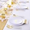 image:imageNervure 150PCS White Plastic Plates with Gold Flamingo PatternampGold Plastic Silverware25Dinner Plates25Dessert Plates25Cups25Forks25Knives25SpoonsPerfect for WeddingampChristmas