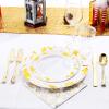 image:imageNervure 175PCS Gold Plastic Plates with Marble Printing amp Gold Plastic Silverware50 Plates 25 Forks 25 Knives 25 Spoons 25 Cups 25 Napkins for Thanksgiving amp Wedding