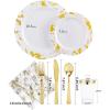 image:imageNervure 175PCS Gold Plastic Plates with Marble Printing amp Gold Plastic Silverware50 Plates 25 Forks 25 Knives 25 Spoons 25 Cups 25 Napkins for Thanksgiving amp Wedding
