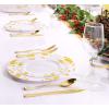 image:imageNervure 175PCS Gold Plastic Plates with Marble Printing amp Gold Plastic Silverware50 Plates 25 Forks 25 Knives 25 Spoons 25 Cups 25 Napkins for Thanksgiving amp Wedding