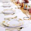 image:imageNervure 175PCS Gold Plastic Plates with Marble Printing amp Gold Plastic Silverware50 Plates 25 Forks 25 Knives 25 Spoons 25 Cups 25 Napkins for Thanksgiving amp Wedding