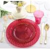 image:imageNervure 150PCS Clear Red Plastic Plates with Gold Rim amp Gold Plastic Silverware  Disposable Gold plates Include50Plates 25Knives 25Forks 25Spoons 25Cups for Wedding amp Party