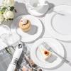 image:imageNervure 350PCS White Silver Plastic Plates  Silver Disposable Plate Service for 50 Guests  100 Plastic Plates 50PreRolled Napkins with Cutlery 50 Cups Perfect for Wedding Party