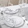 image:imageNervure 350PCS White Silver Plastic Plates  Silver Disposable Plate Service for 50 Guests  100 Plastic Plates 50PreRolled Napkins with Cutlery 50 Cups Perfect for Wedding Party