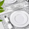 image:imageNervure 350PCS White Silver Plastic Plates  Silver Disposable Plate Service for 50 Guests  100 Plastic Plates 50PreRolled Napkins with Cutlery 50 Cups Perfect for Wedding Party