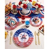 image:imageNervure 32Pcs 4th of July Plastic PlatesRed White Blue Plates Disposable  God Bless America1025 and 75 Heavyweight Dinner Dessert Plastic Plate Perfect for Independence Day Patriotic DecorBlueRed4th of July
