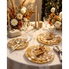 image:imageNervure 32Pcs Brown Fall Scalloped Plastic PlatesWhite Bird Floral Plates Disposable include 16PCS 105 Heavyweight Plastic Dinner Plate and 16Pcs 82 Dessert Plate Perfect for Wedding amp Party