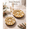 image:imageNervure 32Pcs Brown Fall Scalloped Plastic PlatesWhite Bird Floral Plates Disposable include 16PCS 105 Heavyweight Plastic Dinner Plate and 16Pcs 82 Dessert Plate Perfect for Wedding amp Party