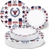 image:imageNervure 32Pcs 4th of July Plastic PlatesRed White Blue Plates Disposable  God Bless America1025 and 75 Heavyweight Dinner Dessert Plastic Plate Perfect for Independence Day Patriotic DecorWhiteBlueWorld Cup